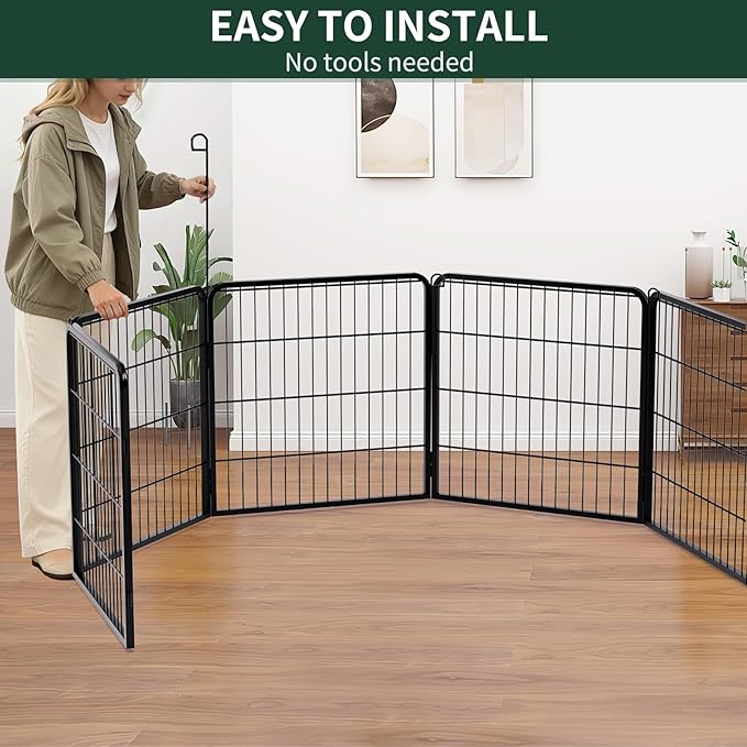 PETIME Dog Playpen, Metal Exercise Puppy Pen Heavy Duty Kennels Yard Fence - Image 4