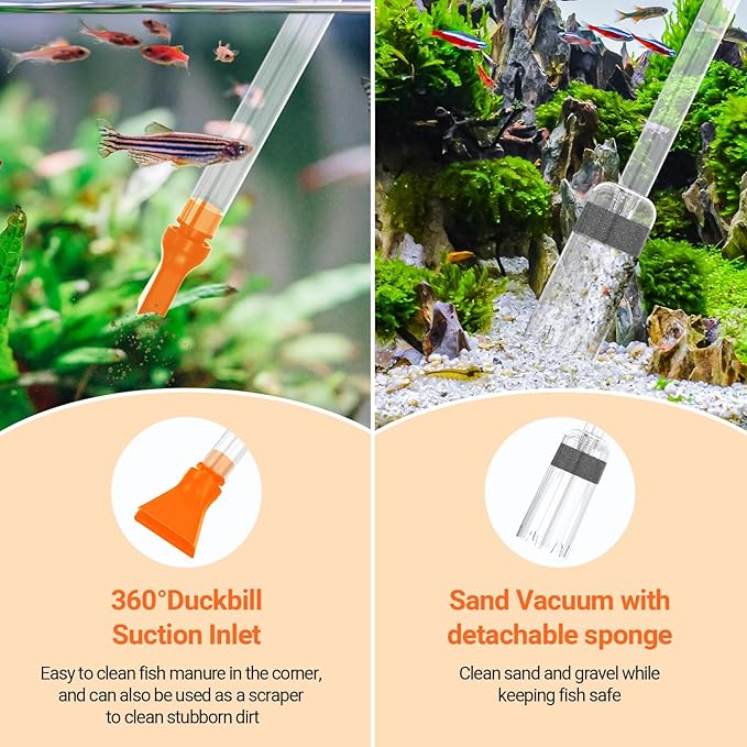 Yaubay 132GPH Manual Aquarium Gravel Cleaner, Fish Tank Siphon Vacuum Cleaner - Image 3