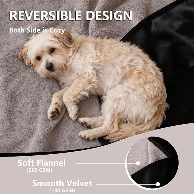 Waterproof Dog Blanket for Couch, Reversible Pet Throw Blankets Leak Proof Sofa - Image 3