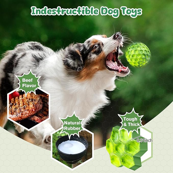 Tough Dog Chew Toys for Aggressive Chewers, Indestructible Dog Balls for - Image 3