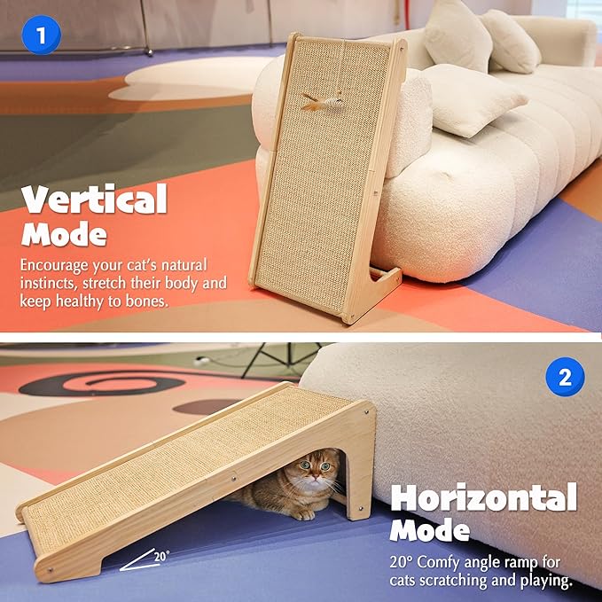 PETKARAY Cat Scratcher, Sisal Scratching Ramp, L Shape Scratch Pad - Image 4