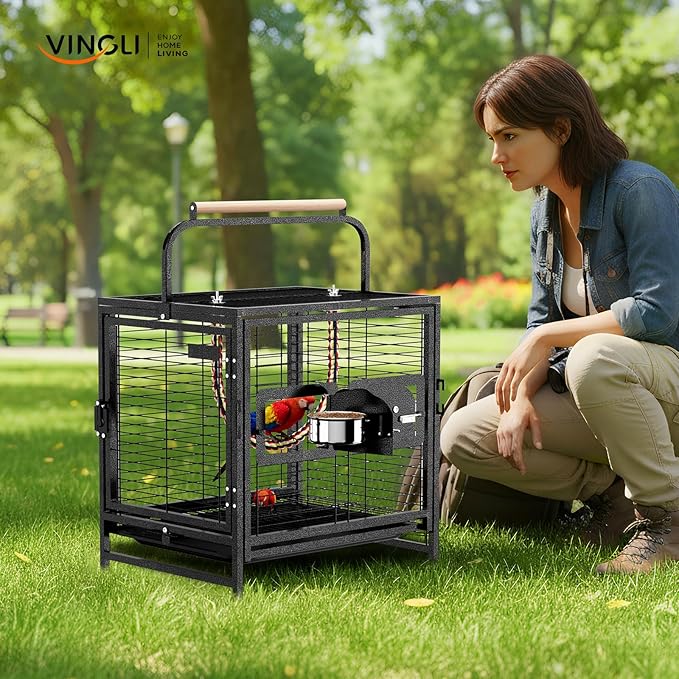 VINGLI Small Bird Cage, 19 inch Travel Carrier Bird Cage - Image 9