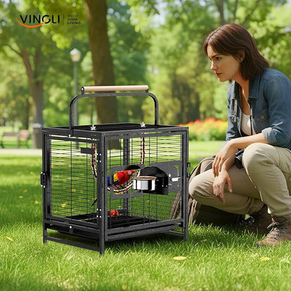 VINGLI Small Bird Cage, 19 inch Travel Carrier Bird Cage - Image 9