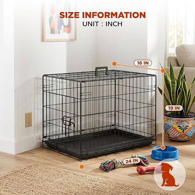 BestPet | Dog Crate | 24" | Black | Foldable Metal Kennel - Image 7
