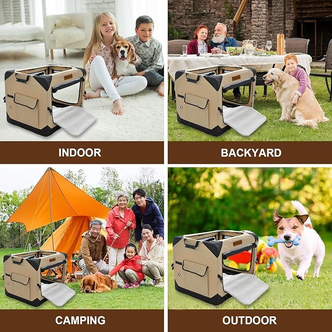 Garnpet Soft Dog Crate for Small Dogs, 4-Door Foldable Collapsible Dog Crate - Image 6