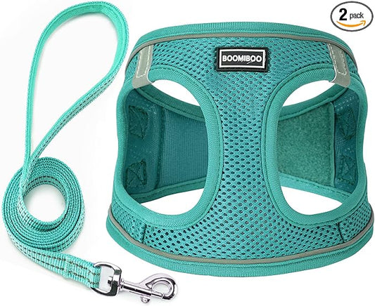 Dog Harness with Leash Set, No Pull Adjustable Reflective Step-in Puppy Pet by BOOMIBOO