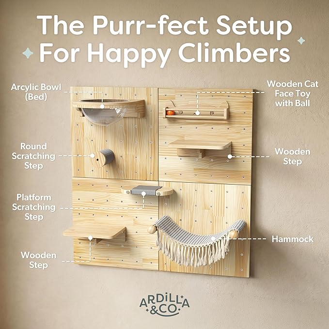 Ardilla & Co. Cat Wall Furniture – Wall-Mounted Modular Wooden Boards - Image 3