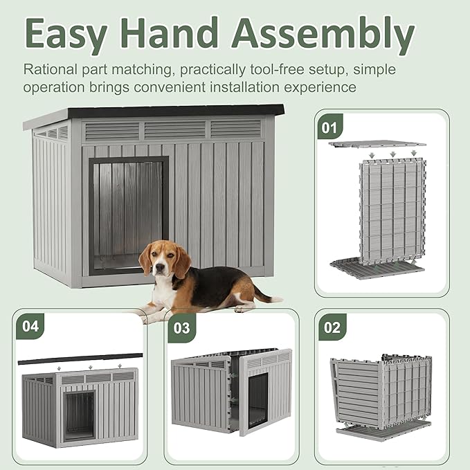 DRATO Small Dog House, Weatherproof Resin Dog House Outdoor - Image 6