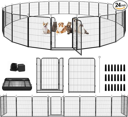 Kfvigoho Dog Playpen Outdoor Extra Wide 24 Piece Panels Heavy Duty Dog Fence by Committedtobetterpetlife