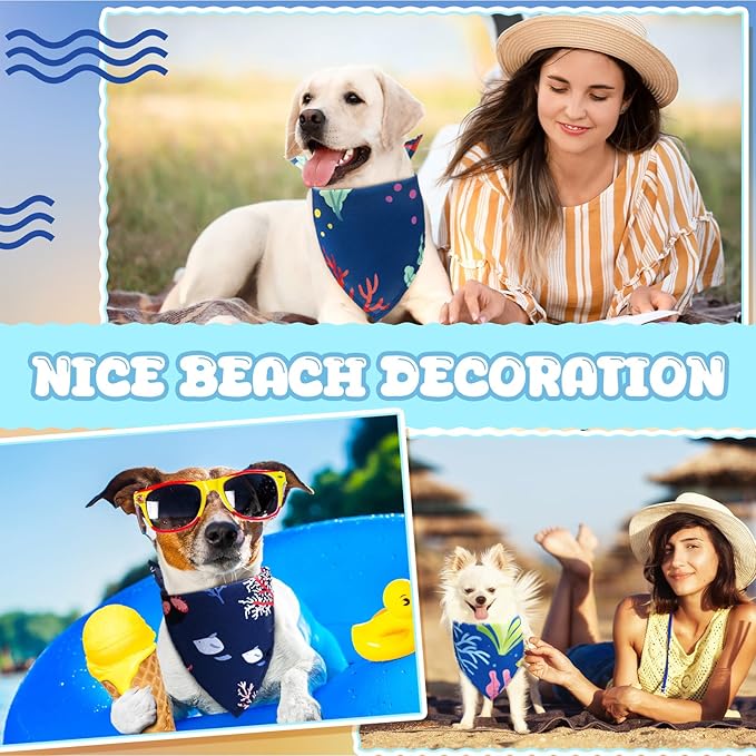 Huhumy 150 Pcs Ocean Dog Bandanas Bulk Summer Pet Bibs Triangle Ocean Themed - Image 4