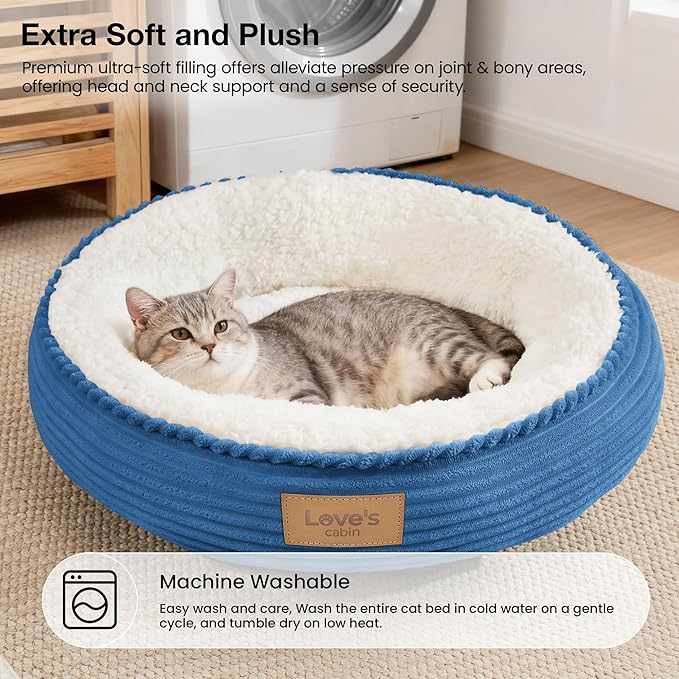 Love's cabin Round Donut Cat and Dog Cushion Bed, 20in Pet Bed - Image 7