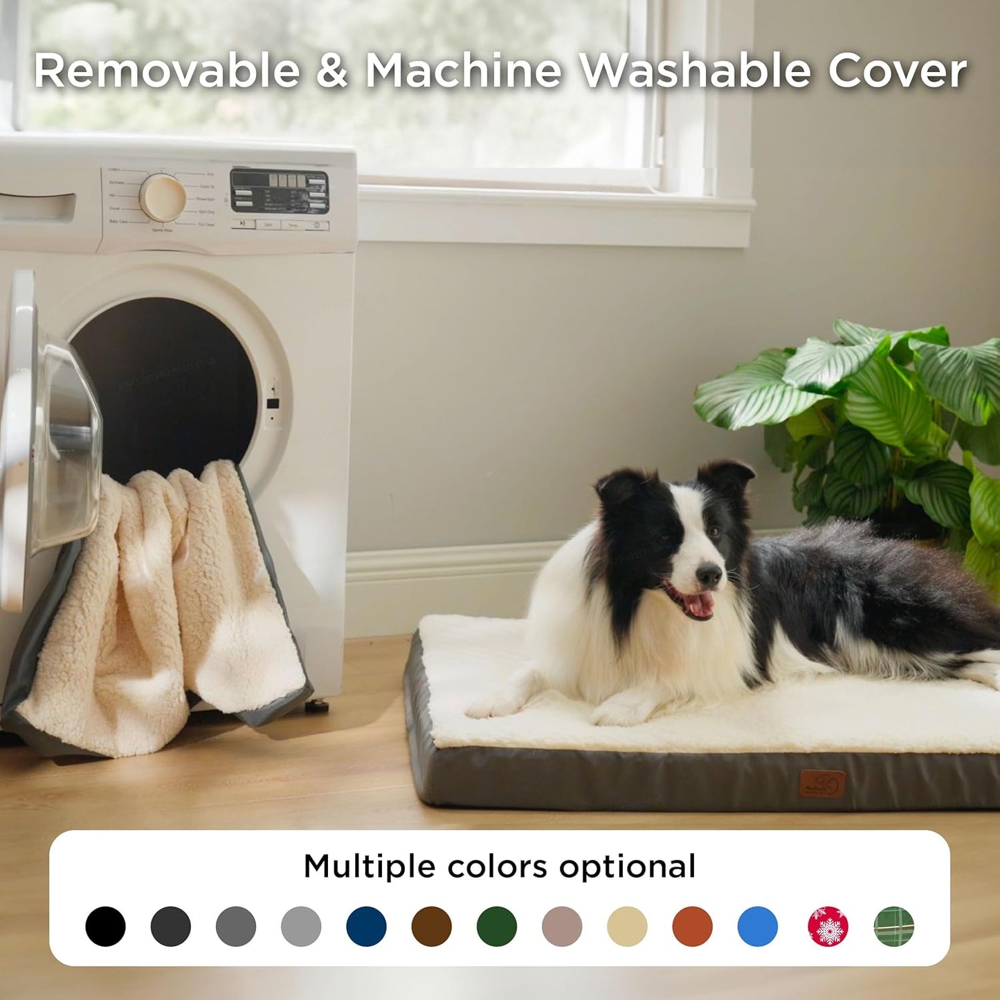 Bedsure XL Dog Bed for Crate - Large Orthopedic Waterproof Pet Beds with Removable Washable Cover, Egg Crate Foam Crate Mat, Suitable for Pet Up to 90 lbs