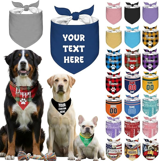 Custom Dog Bandana with Name Personalized Pet Bibs Kerchief Customizable Scarf by Unknown