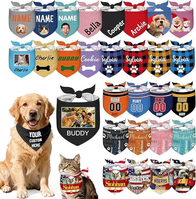 Custom Dog Bandana Personalized Name Logo Photo Text Dog Scarf Customized by Unknown