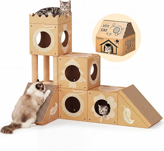 DIY Cardboard Cat House, Scratching Pad, Tunnel & Playhouse by PalNests