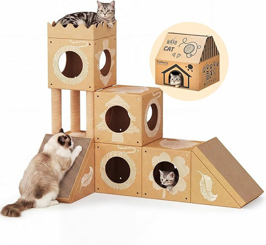DIY Cardboard Cat House, Scratching Pad, Tunnel & Playhouse by PalNests