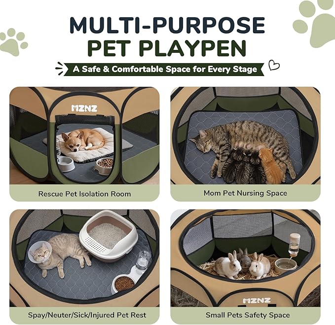 Dog Cat Playpen with Pee Pad, Portable Puppy Pet Crate Indoor - Image 3