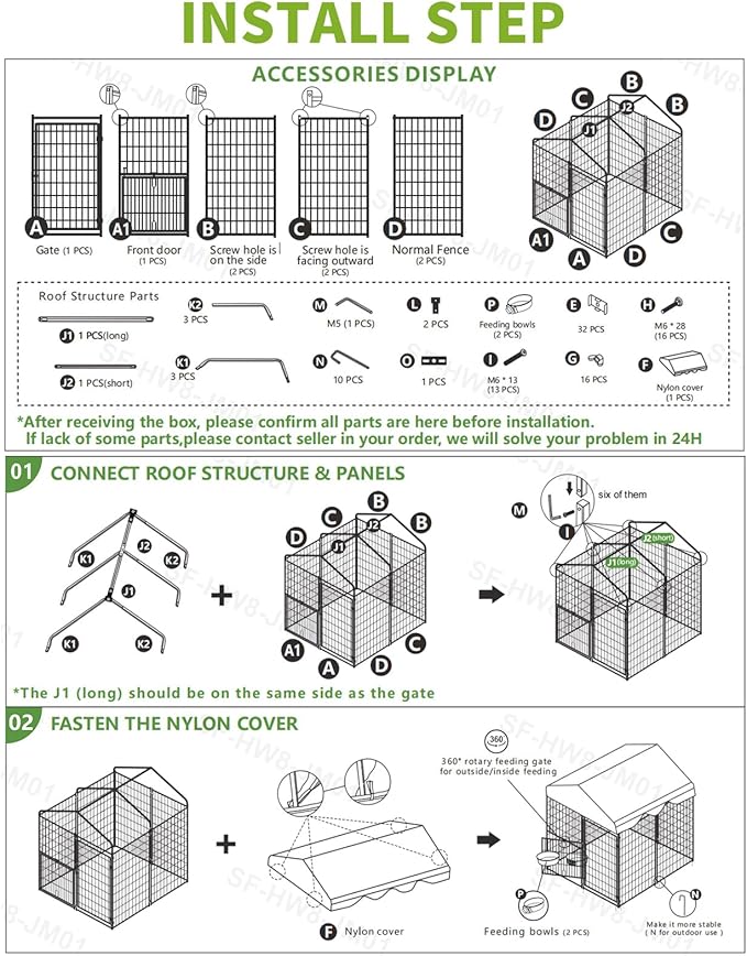 Heavy Duty Dog Kennel Outdoor, Covered Dog Kennels Outside - Image 9