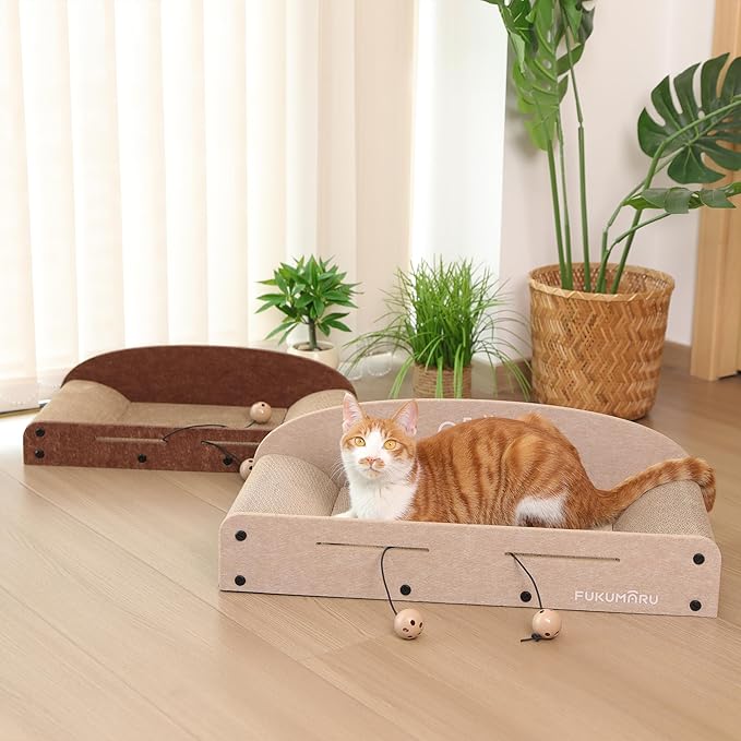 FUKUMARU 26 Inch Cat Scratcher Bed, 2 Reversible Cardboard Cat Scratch Pads - Image 5
