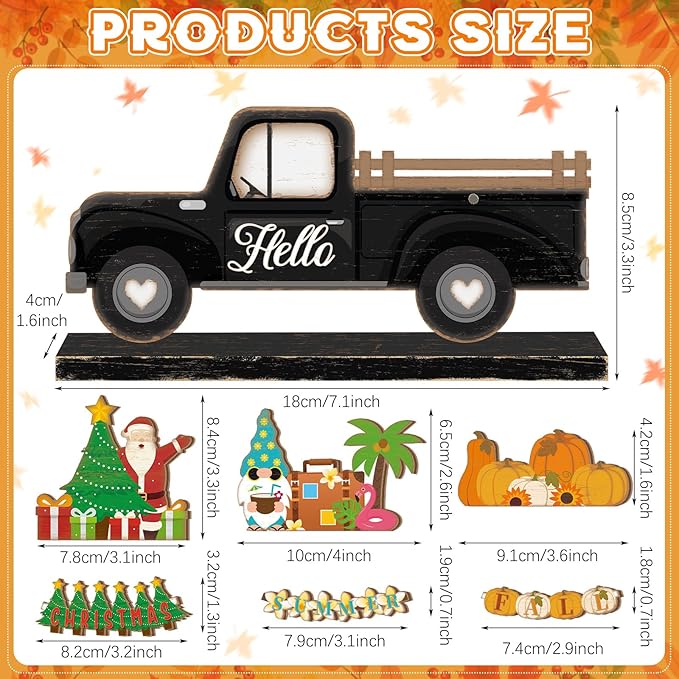 34 Pcs Small Interchangeable Patriotic Truck Decor 4th of July Table - Image 2