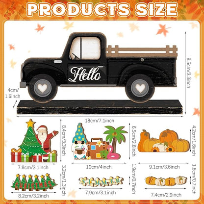 34 Pcs Small Interchangeable Patriotic Truck Decor 4th of July Table - Image 2