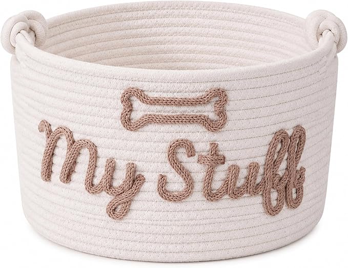 JUPPE Pet Dog Basket with Personalized Name, Dog Toys Storage Organizer Custom by JUPPE
