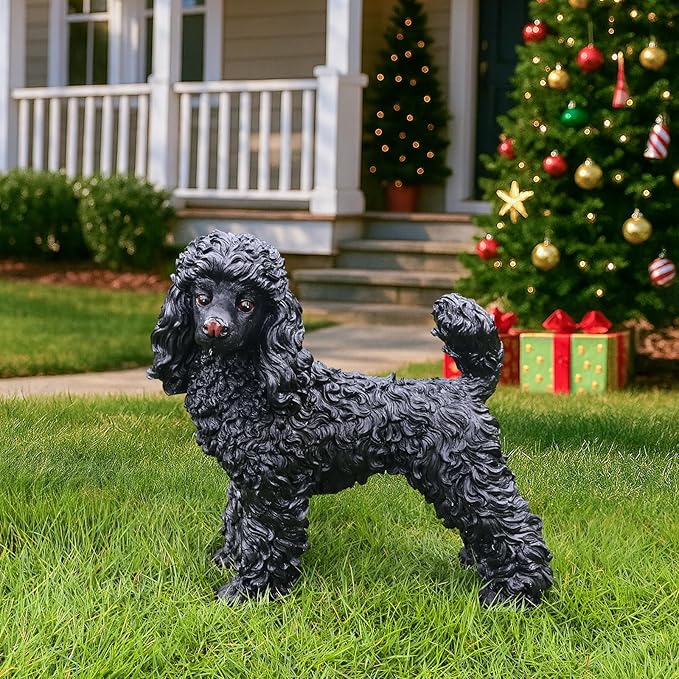 Black Poodle Dog Garden Statue - Image 7