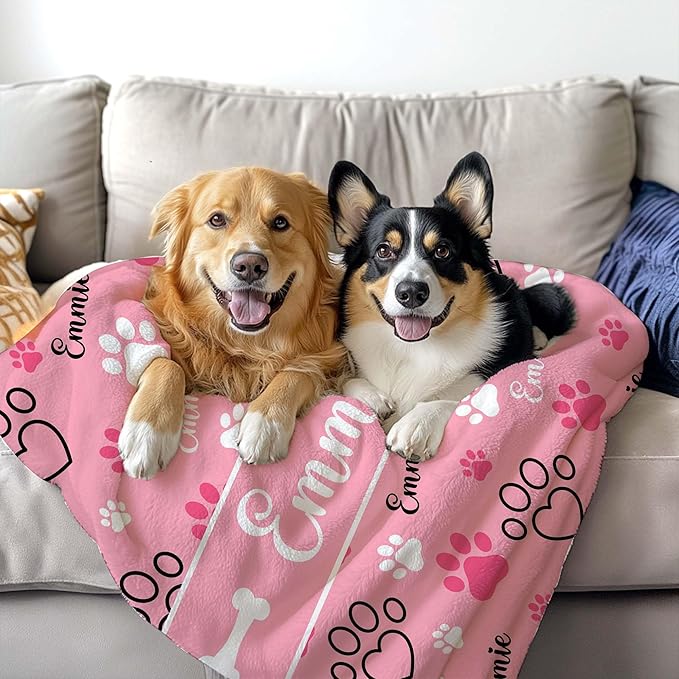 Personalized Dog Blankets with Name, Custom Paw Print Blanket - Image 3