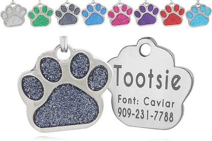 Pet ID Tag, Glitter Paw Bling, Cat ID Tag, Dog ID Tag, Custom Engraved - Image 8