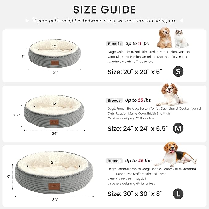 Love's cabin Round Donut Cat and Dog Cushion Bed, 30in Pet Bed - Image 4