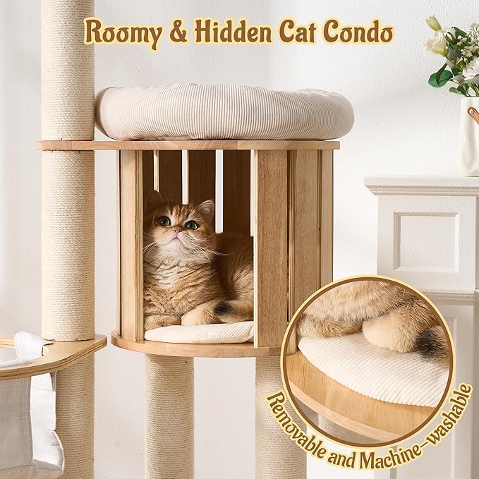 Modern Cat Tree Tower with Scratching Post, 61.5in Tall Cat Tree - Image 4