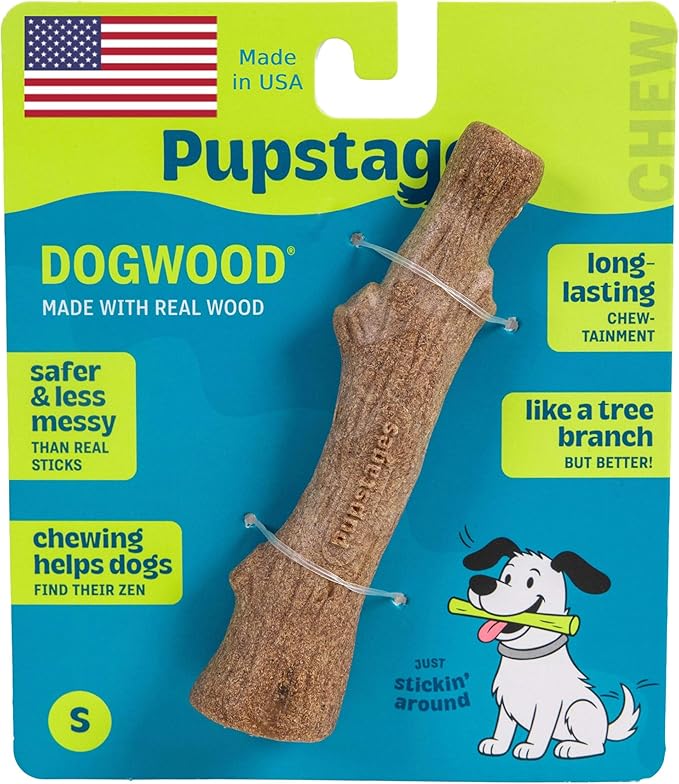 Pupstages Dogwood Dog Chew Toy, Made in the USA – Real-Wood Blend, Natural by Pupstages