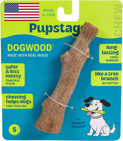 Pupstages Dogwood Dog Chew Toy, Made in the USA – Real-Wood Blend, Natural by Pupstages