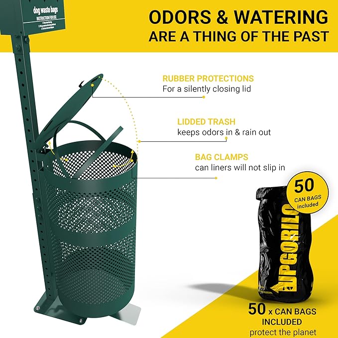 Dog Waste Station with Foot Pedal, 400 Bags, 50 Can Liners, Glow in the Dark - Image 6