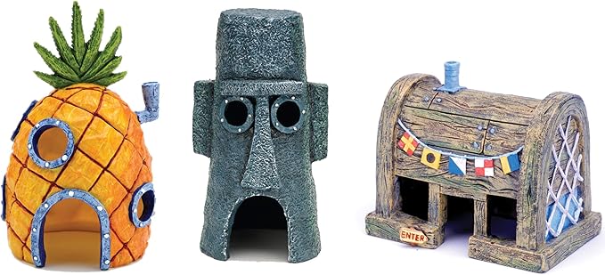 Penn-Plax Spongebob Squarepants Officially Licensed 3-Piece Aquarium Ornament by Penn-Plax