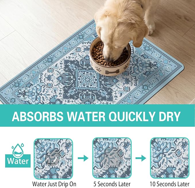 Pet Feeding Mat for Floors Waterproof Dog Mat for Food and Water Absorbent - Image 2