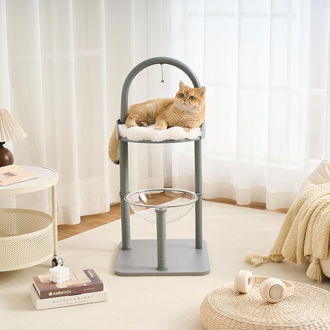 34" Modern Cat Tree Furniture, Minimalist Metal Frame Cat Tower by Kicari