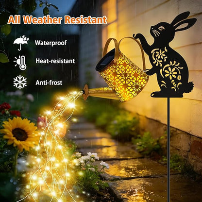 Solar Watering Can Lights, Bunny Hanging Lantern Solar Lights Outdoor, Rabbits - Image 3