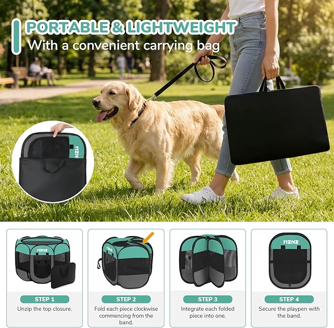 Dog Playpen, Portable Puppy Pet Crate Indoors - Image 3