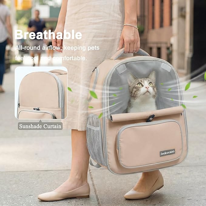 Cat Backpack Carrier Expandable, Breathable Mesh & Lockable Zippers & Shaded - Image 3