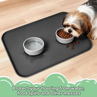 100% Waterproof Silicone Pet Feeding Mat, Warped Resistant Raised Edge BPA-Free - Image 9