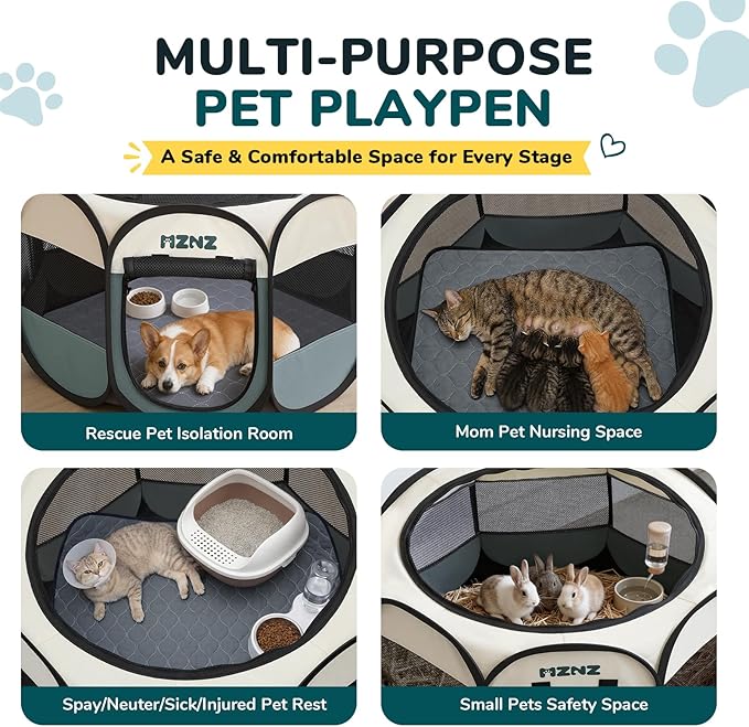 Dog Cat Playpen with Pee Pad, Portable Puppy Pet Crate Indoors - Image 6