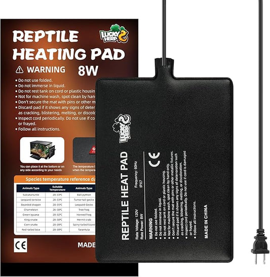 LUCKY HERP Reptile Heat Pad 6x8 Inch 8W Under Tank Terrarium Heating Mat by LUCKYHERP