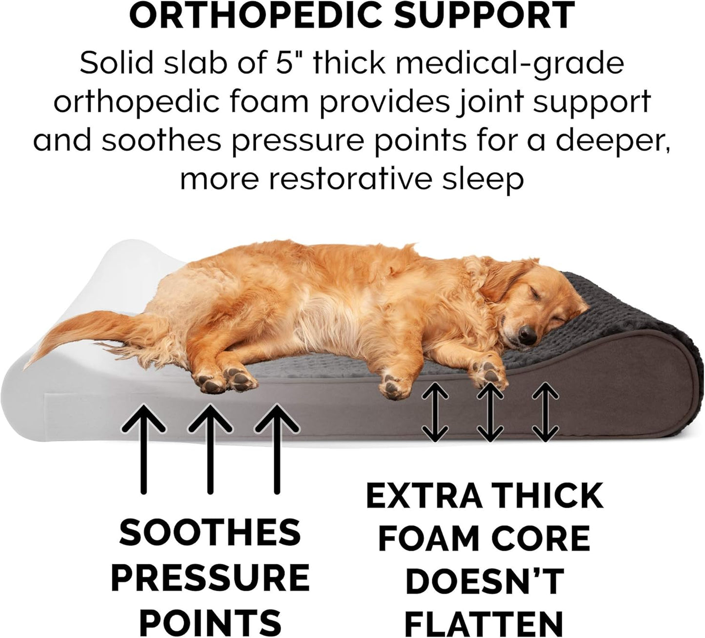 Furhaven Orthopedic Dog Bed for Large/Medium Dogs w/ Removable Washable Cover, For Dogs Up to 38 lbs - Ultra Plush Faux Fur & Suede Luxe Lounger Contour Mattress - Chocolate, Large