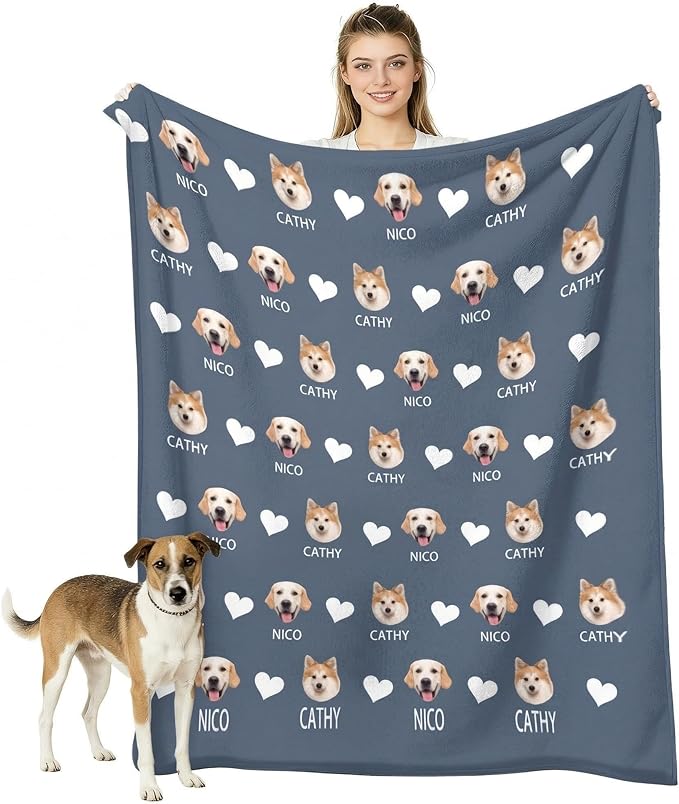 Custom Blanket with Dog Name Personalized Funny Throw Blankets Soft Warm Fleece by Artsadd