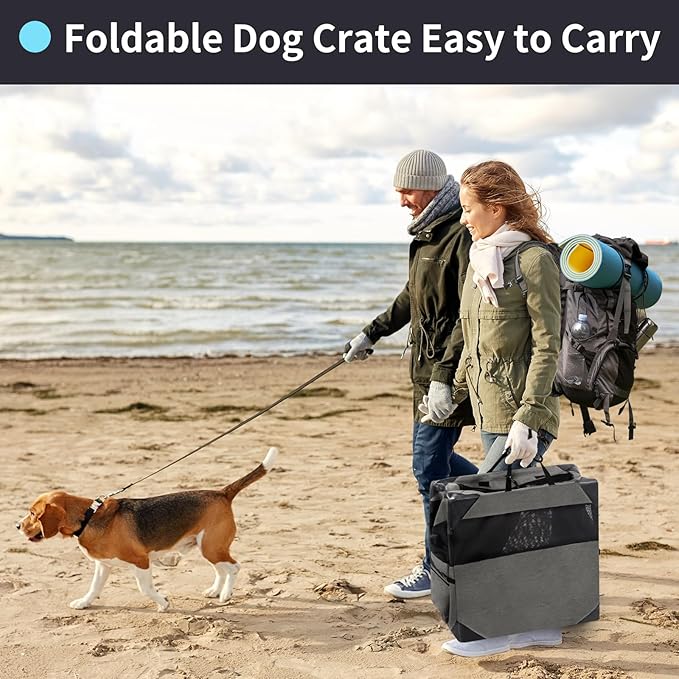Zikopomi 30 Inch Portable Travel Dog Crate, 3 Door Collapsible Soft Pet Kennel - Image 2