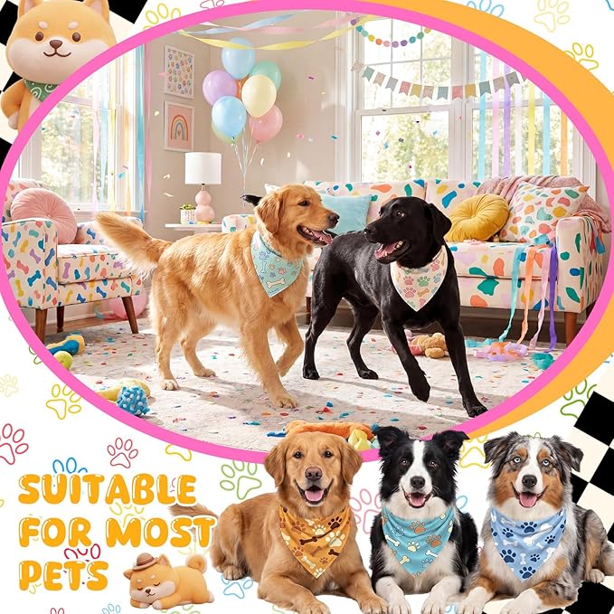 Tallew 60 Pcs Paw Print Dog Bandanas Bulk Summer Colorful Paw Bandanas Charm - Image 2