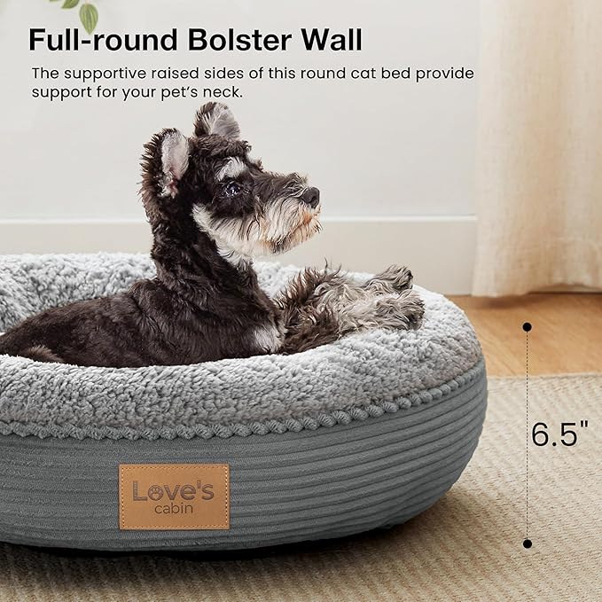 Love's cabin Round Donut Cat and Dog Cushion Bed, 24in Pet Bed - Image 5