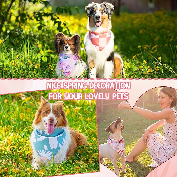 Huhumy 100 Pcs Spring Floral Dog Bandanas Bulk Pet Bibs Colorful Triangle Scarf - Image 6