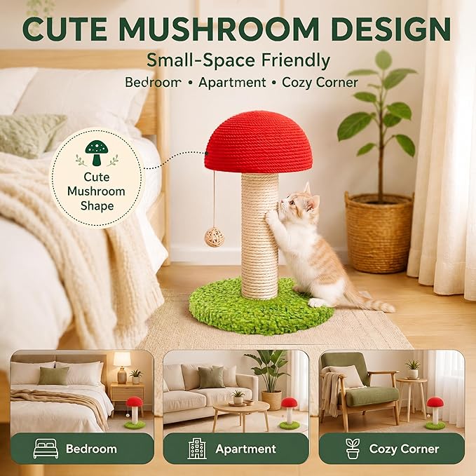 Mushroom Cat Scratching Post 11" - Image 5